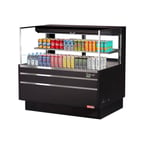 image of Turbo Air TOM-48L-UFD-W(B)-2S-N 46" Horizontal Open Air Merchandiser, Specify Exterior, Self-Contained, 1 Shelf, w/ Rear Doors, 10.2 cu. ft.