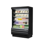 image of Turbo Air TOM-50B-SP(-A)-N 50" Vertical Open Air Merchandiser in Black, Self-Contained, 4 Shelves, 19 cu. ft.