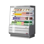 image of Turbo Air TOM-50MS-N 50" Vertical Open Air Merchandiser, Stainless Steel, Self-Contained, 3 Shelves, 12.3 cu. ft.