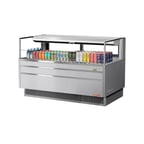 image of Turbo Air TOM-60L-UFD-S-1S-N 58" Horizontal Open Air Merchandiser, Stainless Steel, Self-Contained, Deck Only, w/ Rear Doors, 8 cu. ft.