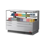 image of Turbo Air TOM-60L-UFD-S-2S-N 58" Horizontal Open Air Merchandiser, Stainless Steel, Self-Contained, 1 Shelf, w/ Rear Doors, 13 cu. ft.