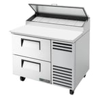 image of True TPP-AT-44D-2-HC 44" Refrigerated Pizza Prep Table w/ 2 Drawers, (6) 1/3 Pans