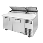 image of True TPP-AT-67-HC 67" Refrigerated Pizza Prep Table w/ 2 Doors, (9) 1/3 Pans