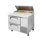 image of Turbo Air TPR-44SD-D2-N 44" 2 Drawers Refrigerated Pizza Prep Table, 6 Condiment Pans