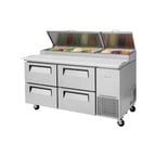 image of Turbo Air TPR-67SD-D4-N 67" Refrigerated Pizza Prep Table w/ 4 Drawers, 20 cu. ft.