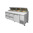 image of Turbo Air TPR-93SD-D4-N 93" Refrigerated Pizza Prep Table w/ 1 Door & 4 Drawers, 12 Pans