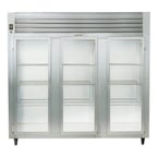 image of Traulsen AHT332WUT-FHG 86" Three Section Reach-In Refrigerator w/ 3 Glass Doors, Top Mount, 79 cu. ft.