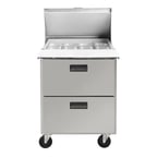 image of Centerline by Traulsen CLPT-2708-DW 27" 1-Section Sandwich / Salad Prep Table w/ 2 Drawers, 8 pans
