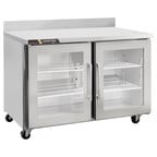 image of Centerline by Traulsen CLUC-48R-GD-WTRR 48" 2-Section Worktop Refrigerator w/ 2 Glass Doors