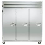 image of Traulsen G30013 76" Three Section Reach-In Refrigerator w/ 3 Solid Doors (hinged left/left/left), Top Mount, 69.3 cu. ft.