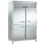 image of Traulsen RDT232WUT-HHS 58" 2-Section Reach-In Refrigerator/Freezer Combo w/ 4 Half Solid Doors, All Stainless Steel