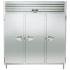image of Traulsen RDT332NUT-FHS 76" 3-Section Reach-In Refrigerator/Freezer Combo w/ 3 Solid Doors, All Stainless Steel