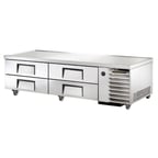 image of True TRCB-79 79" 4 Drawers Refrigerated Chef Base,  (8) 12" x 20" Pan Capacity