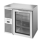 image of True TBR36-RISZ1-L-S-G-1 Stainless Steel 36" Glass Swing Door Back Bar Refrigerator with LED