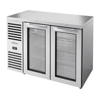 image of True TBR48-RISZ1-L-S-GG-1 48" Stainless Steel Back Bar Refrigerator with 2 Glass Doors & LED