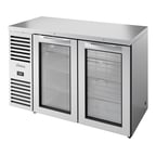 image of True TBR52-RISZ1-L-S-GG-1 Stainless Steel 52" 2 Swing Glass Door Back Bar Refrigerator w/ LED