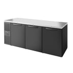 image of True TBR84-PTSZ1-L-B-GGG-GGG-1 84" 6 Glass Swing Door Pass-Thru Single Zone Refrigerator