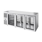 image of True TBR84-PTSZ1-L-S-GGG-GGG-1 84" Pass-Thru Refrigerated Back Bar Cooler w/ Glass Swing Door