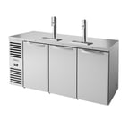 image of True TDR72-RISZ1-L-S-SSS-1 72" Three Section Solid Door Stainless Steel Draft Beer Cooler