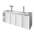 image of True TDR92-RISZ1-L-S-SSSS-1 92" Four Section Stainless Steel  Solid Door Draft Beer Cooler