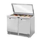 image of True TFP-48-18M-FGLID~SPEC3 48" Mega Top Sandwich/Salad Prep Table w/ 2 Doors, 18 Pans