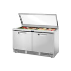 image of True TFP-64-24M-FGLID~SPEC3 64" Mega Top Sandwich/Salad Prep Table w/ 2 Doors, 24 Pans