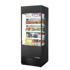 image of True TOAM-30GS-HC~NSL01 30" Vertical Air Curtain Merchandiser in Black, Self-Contained, 4 Shelves, Glass Sides