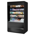 image of True TOAM-48-HC~NSL01 48" Vertical Air Curtain Merchandiser in Black, Self-Contained, 4 Shelves