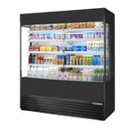 image of True TOAM-72GS-HC~NSL01 72" Vertical Air Curtain Merchandiser in Black, Self-Contained, 4 Shelves, Glass Sides