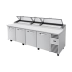 image of True TPP-AT-119-HC~SPEC3 119" 4 Doors Refrigerated Pizza Prep Table, (15) 1/3 Pans