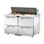 image of True TSSU-48-12D-4-HC~SPEC3 48" Two Section Sandwich / Salad Prep Table w/ 4 Drawers, 12 Pans