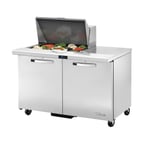 image of True TSSU-48-12M-B-HC~SPEC3 48" Mega Top Sandwich/Salad Prep Table w/ 2 Doors 12 Pans