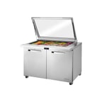 image of True TSSU-48-18M-B-FGLID-HC~SPEC3 48" Mega Top Sandwich/Salad Prep Table w/ 2 Doors 18 Pans