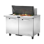 image of True TSSU-48-18M-B-HC~SPEC3 48" Mega Top Sandwich/Salad Prep Table w/ 2 Doors 18 Pans