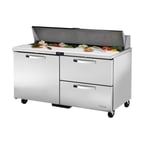 image of True TSSU-60-16D-2-HC~SPEC3 60" Sandwich / Salad Prep Table w/ 1 Door & 2 Drawers, 16 Pans