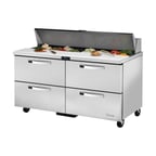 image of True TSSU-60-16D-4-HC~SPEC3 60" Two Section Sandwich / Salad Prep Table w/ 4 Drawers, 16 Pans