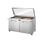 image of True TSSU-60-24M-B-ST-FGLID-HC~SPEC3 60" Mega Top Sandwich/Salad Prep Table w/ 2 Doors, 24 Pans
