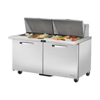 image of True TSSU-60-24M-B-ST-HC~SPEC3 60" Mega Top Sandwich/Salad Prep Table w/ 2 Doors, 24 Pans