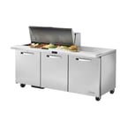 image of True TSSU-72-18M-B-HC~SPEC3 72" Mega Top Sandwich/Salad Prep Table w/ 3 Doors, 18 Pans