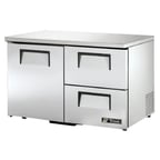 image of True TUC-48D-2-LP-HC 48" 2-Section Undercounter Refrigerator w/ 2 Drawers, 1 Door, 12 cu ft