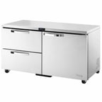 image of True TUC-60D-2-HC~SPEC3 60" 2-Section Undercounter Refrigerator w/ 2 Drawers & 1 Door