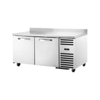 image of True TWT-67-HC~SPEC3 67" 2-Section Worktop Refrigerator w/ 2 Doors, Stainless Steel