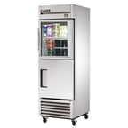 image of True TS-23-1-G-1-HC~FGD01 27" One Section Reach-In Refrigerator w/ Glass & Solid Half Door, Bottom Mount, Stainless Steel