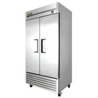 image of True TS-35-HC 40" Two Section Reach-In Refrigerator w/ 2 Solid Doors, Bottom Mount, Stainless Steel