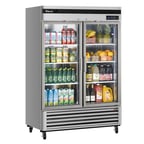 image of Turbo Air TSR-49GSD-N 54" 2-Section Merchandiser Refrigerator w/ Glass Door, 44.14 cu. ft.