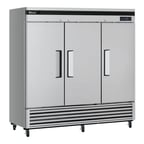 image of Turbo Air TSR-72SD-N 81" Three Section Super Deluxe Reach-In Refrigerator w/ 3 Solid Doors, Bottom Mount, 64 cu. ft.