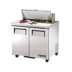 image of True TSSU-36-08-HC 36" Two Section Sandwich / Salad Prep Table w/ 2 Doors, 8 Pans