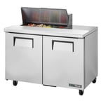 image of True TSSU-48-08-HC 48" Two Section Sandwich / Salad Prep Table w/ 2 Doors, 8 Pans