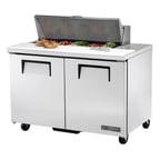 image of True TSSU-48-10-HC 48" Two Section Sandwich / Salad Prep Table w/ 2 Doors, 10 Pans