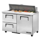 image of True TSSU-48-12D-2-HC 48" Sandwich / Salad Prep Table w/ 2 Drawers & 1 Door, 12 Pans